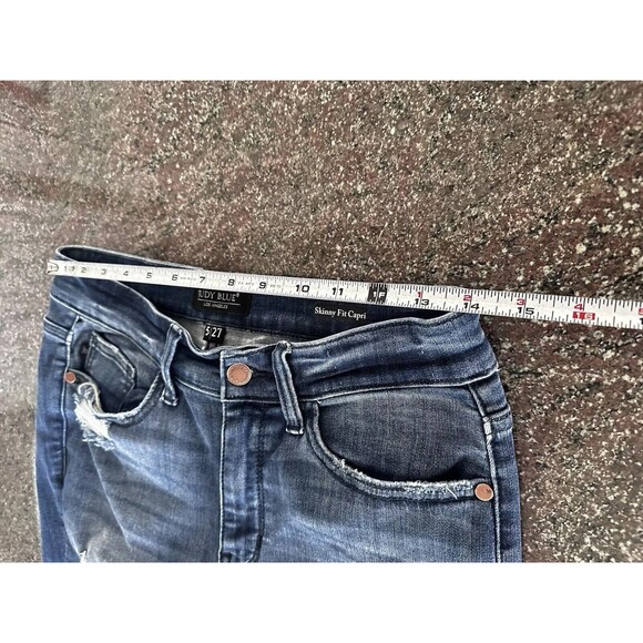 Judy Blue Jeans Women's 5/27 raw Hem Skinny Fit CROPPED Distressed mint - Picture 4 of 12